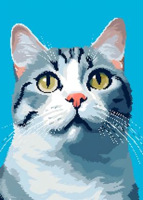 Pixel Art Curious Cat