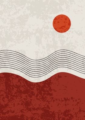 Wave Lines Mountain Sunset