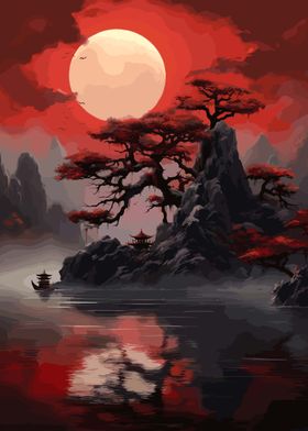 Moon Japanese Landscape