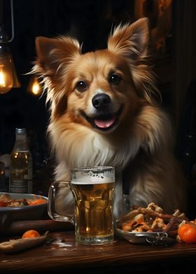 Beer-Sipping Dog Art