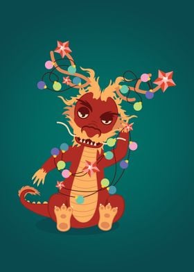 Red dragon with garland