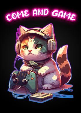 Cat Gaming Neon Game