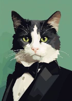 Tuxedo Cat Pixel Art
