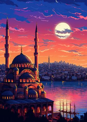 Istanbul Night Pixel Art