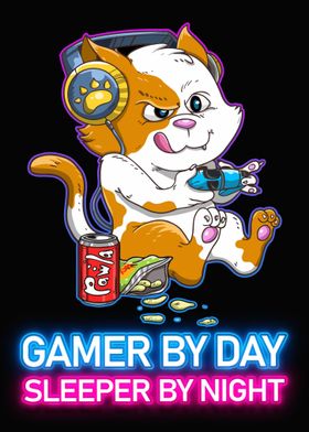 Cat Gaming Neon Game