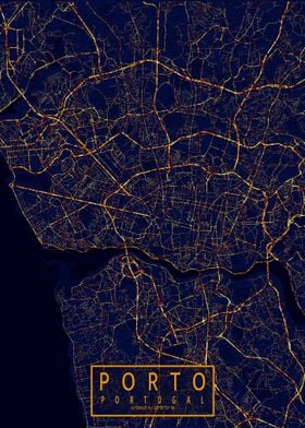 Porto Map City At Night