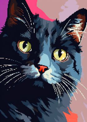 Pixel Art Black Cat