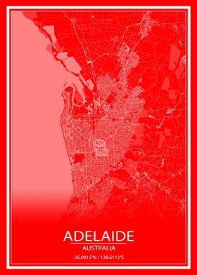 Adelaide Red and White Map