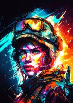 Pop Art Female Soldier