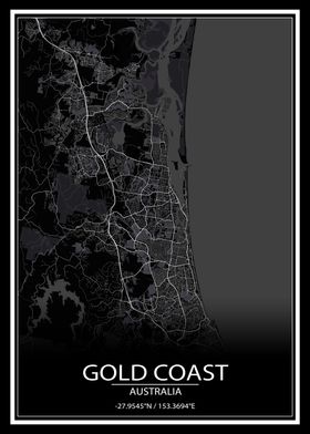 Gold Coast Black City Map