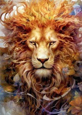 Wild lion animal art