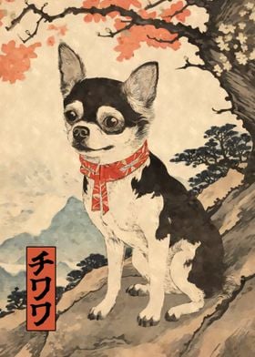 Chihuahua Woodblock Print