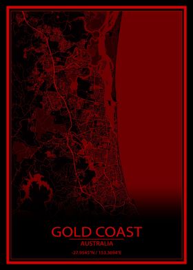 Gold Coast Red Black Map