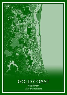 Gold Coast Green White Map