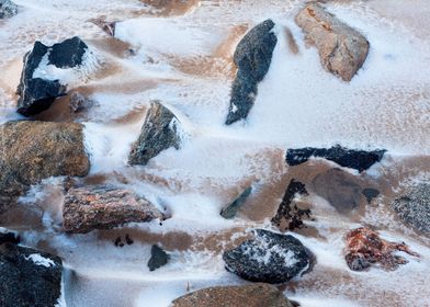 Rocks And Sand in Snow