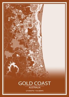 Gold Coast Brown White Map