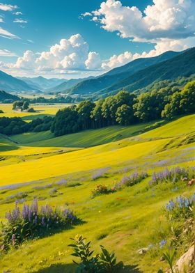 Lush spring meadow