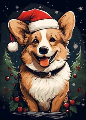 Cute Christmas Corgi Dog