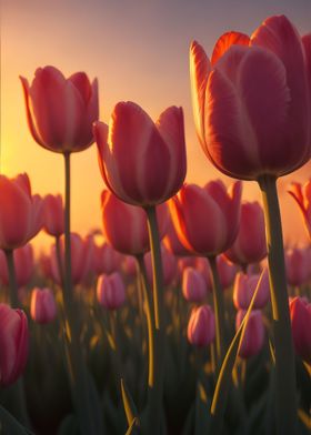 Tulips sunrise atmosphere