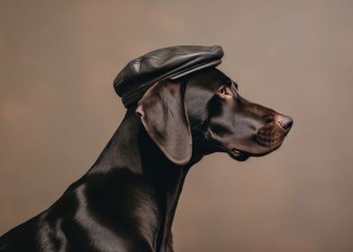 Chocolate dog with hat