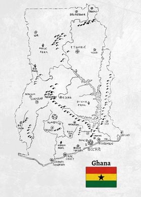 Handdrawn Ghana Map