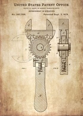 Wrench 1878 patent