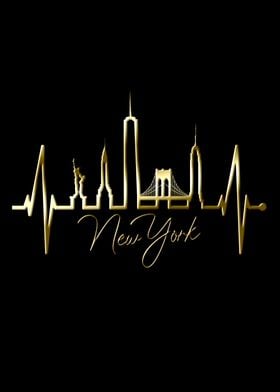 New York Skyline Heartbeat