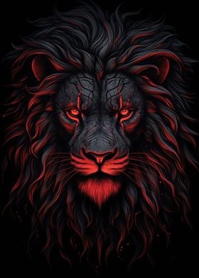 Lion Red And Black Animals