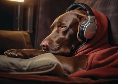 Labrador with headphone