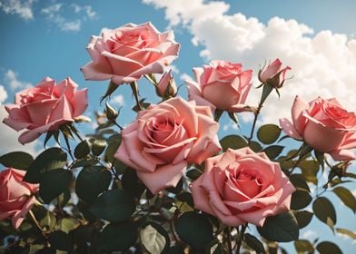 Pink rose flowers