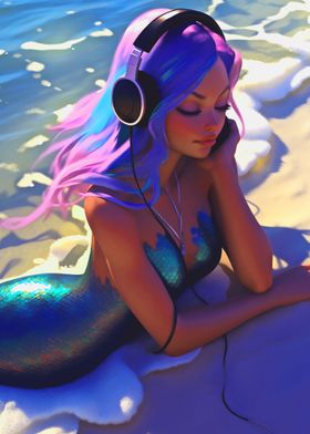 Mermaid princess listening