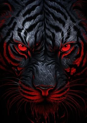 Tiger Red And Black Animal