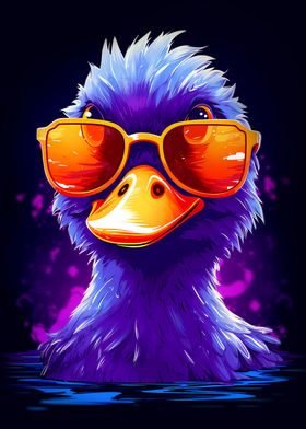 Cute Duck wearing glasses