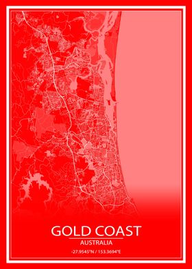 Gold Coast Red White Map