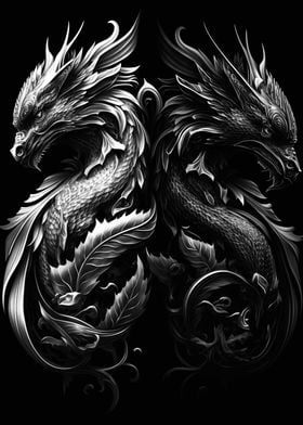Black White Dragon