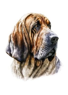 Bloodhound Dog Watercolor