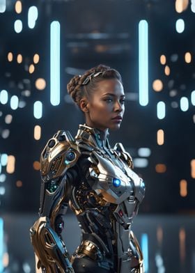 Cyborg Woman in Neons