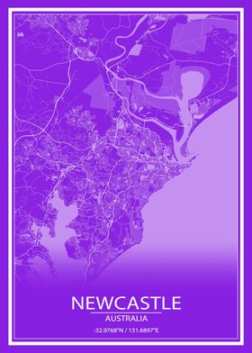 Newcastle Purple White Map