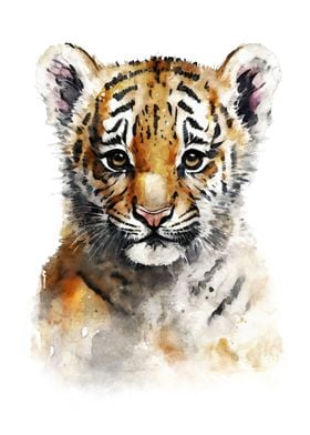 Cute Baby Tiger Watercolor