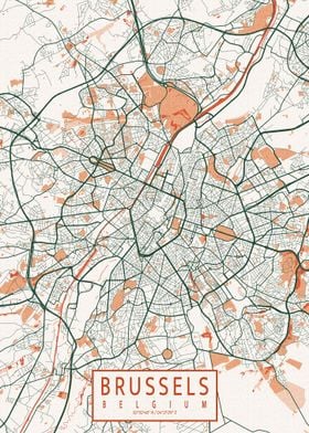 Brussels City Map Bohemian