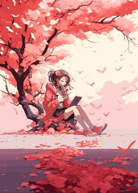 Cherry Blossom Anime Girl