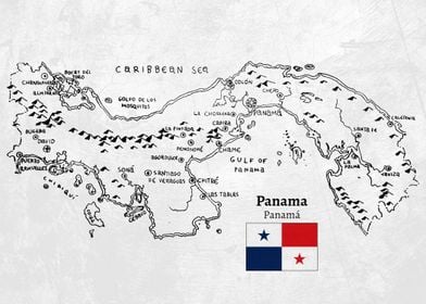 Handdrawn Panama Map