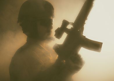 Soldier in the fog