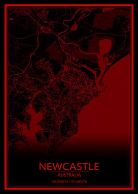 Newcastle Red Black Map