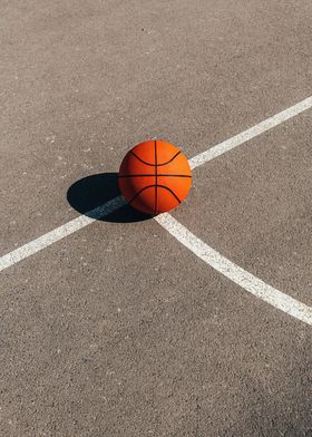 Basketball ball on court