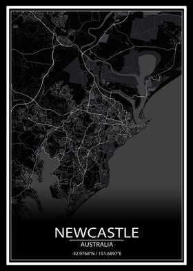 Newcastle Black City Map