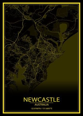 Newcastle Black Yellow Map