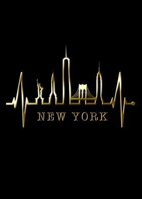 New York Skyline Heartbeat