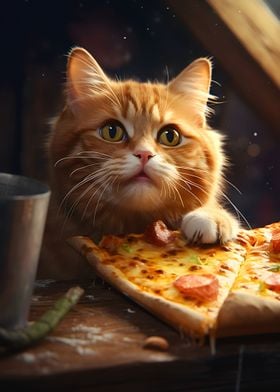 Cat and Pizza