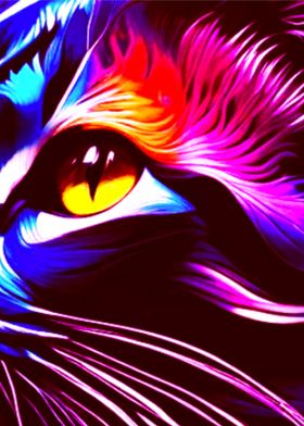 Colorful Cat Face Illustra